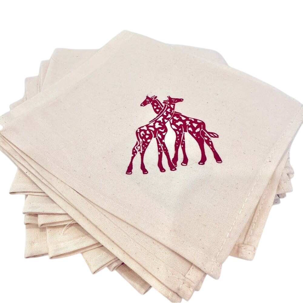 Poly Nation South Africa Giraffe Napkins Set of 8 Canvas Safari‎ Boho Classic
